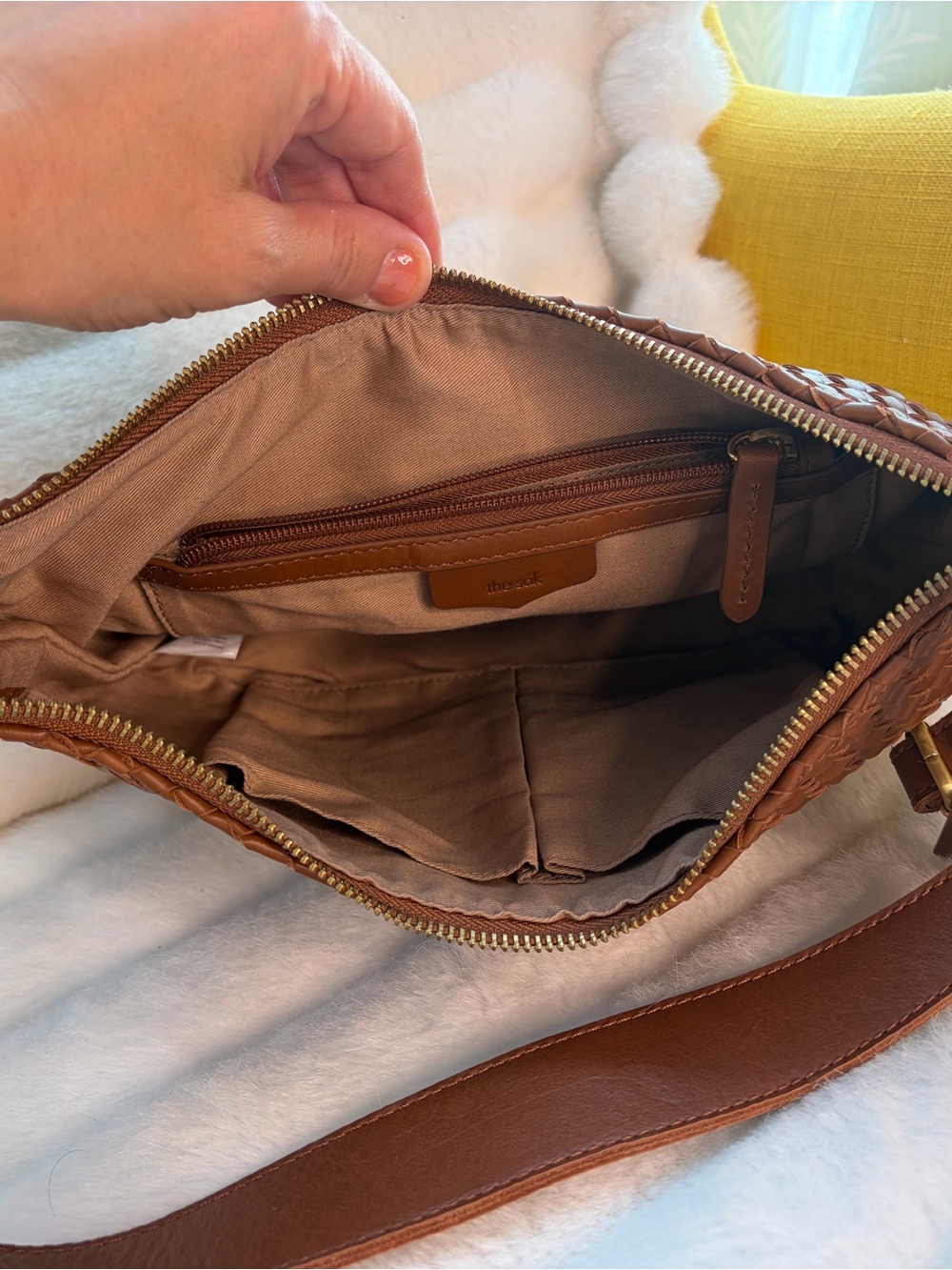 The Sak Juniorr Woven Leather Hobo Bag in Cognac - Picture 7 of 11